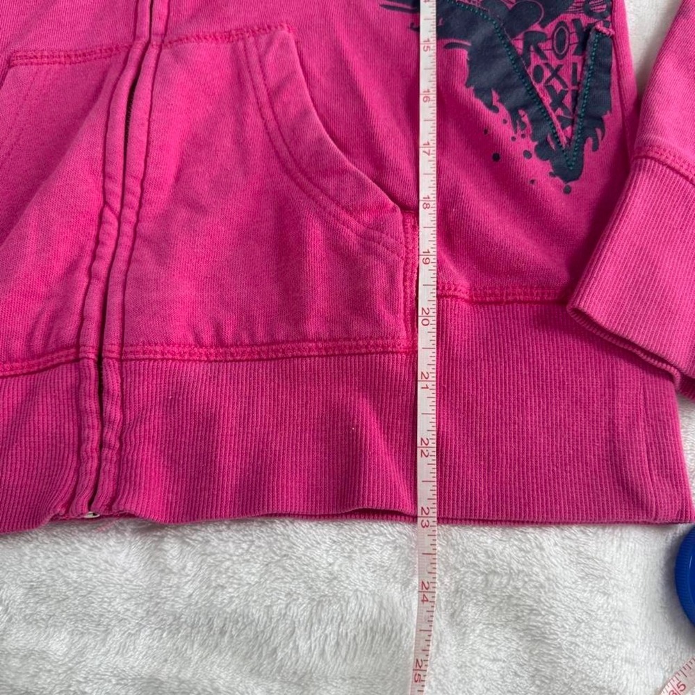 Roxy 2009 pink teal graphic full zip hooded sweater y2k vintage grunge skater - Picture 7 of 8